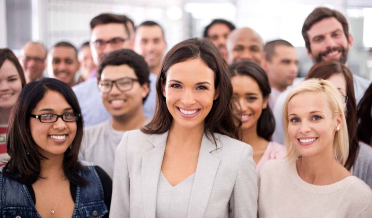Cropped shot of a group of smiling businesspeople.